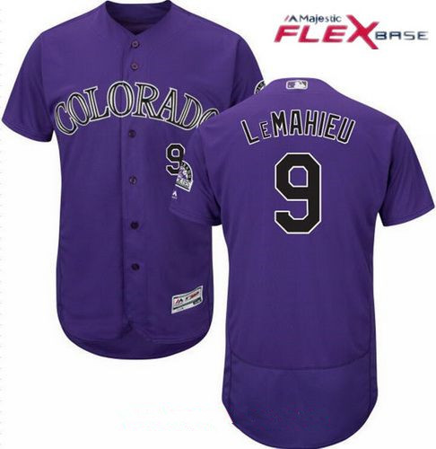 Men's Colorado Rockies #9 DJ LeMahieu Purple Alternate Stitched MLB Majestic Flex Base Jersey