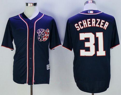 Men's Washington Nationals #31 Max Scherzer Navy Blue Alternate Stitched MLB Majestic Cool Base Jersey