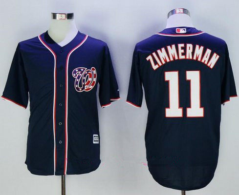 Men's Washington Nationals #11 Ryan Zimmerman Navy Blue Alternate Stitched MLB Majestic Cool Base Jersey