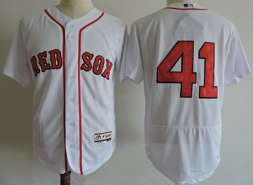 Men's Boston Red Sox #41 Chris Sale No Name White Home Stitched MLB Majestic Flex Base Jersey