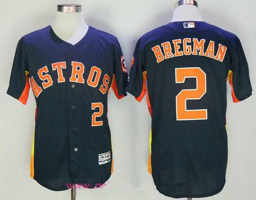 Men's Houston Astros #2 Alex Bregman Navy Blue Stitched MLB Majestic Flex Base Jersey