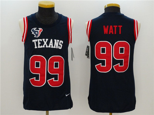 Men's Houston Texans #99 J.J. Watt Navy Blue Color Rush 2017 Vest Stitched NFL Nike Tank Top Jersey