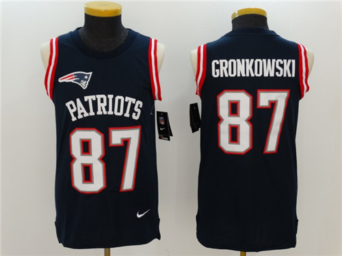 Men's New England Patriots #87 Rob Gronkowski Navy Blue Color Rush 2017 Vest Stitched NFL Nike Tank Top Jersey