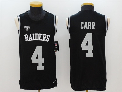 Men's Oakland Raiders #4 Derek Carr Black Color Rush 2017 Vest Stitched NFL Nike Tank Top Jersey