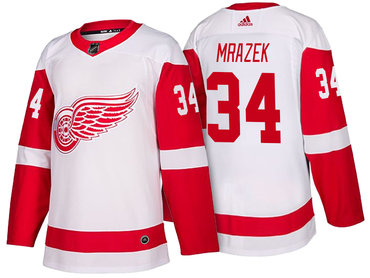 Men's Detroit Red Wings #34 Petr Mrazek White 2017-2018 adidas Hockey Stitched NHL Jersey