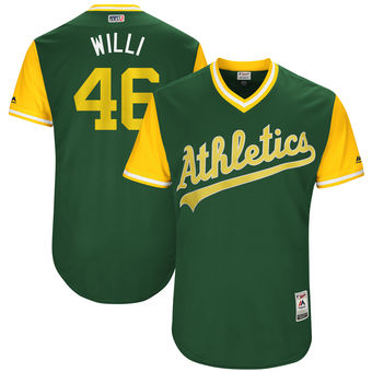 Men's Oakland Athletics Santiago Casilla Willi Majestic Green 2017 Players Weekend Authentic Jersey