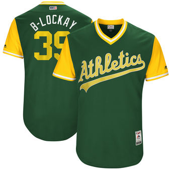 Men's Oakland Athletics Blake Treinen B-Lockay Majestic Green 2017 Players Weekend Authentic Jersey