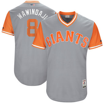 Men's San Francisco Giants Hunter Pence Wawindaji Majestic Gray 2017 Players Weekend Authentic Jersey