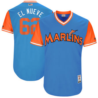 Men's Miami Marlins Jose Urena El Nueve Majestic Blue 2017 Players Weekend Authentic Jersey