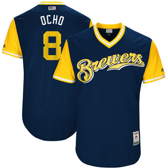 Men's Milwaukee Brewers Ryan Braun Ocho Majestic Navy 2017 Players Weekend Authentic Jersey