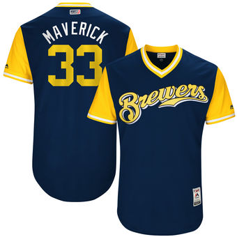 Men's Milwaukee Brewers Brett Phillips Maverick Majestic Navy 2017 Players Weekend Authentic Jersey