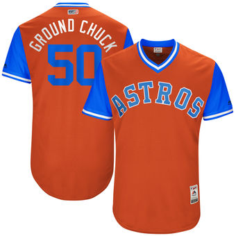 Men's Houston Astros Charlie Morton Ground Chuck Majestic Orange 2017 Players Weekend Authentic Jersey