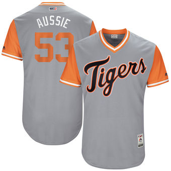 Men's Detroit Tigers Warwick Saupold Aussie Majestic Gray 2017 Players Weekend Authentic Jersey