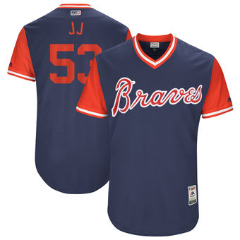 Men's Atlanta Braves Jim Johnson JJ Majestic Navy 2017 Players Weekend Authentic Jersey