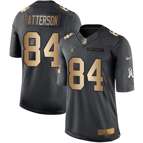 Nike Oakland Raiders #84 Cordarrelle Patterson Black Men's Stitched NFL Limited Gold Salute To Service Jersey