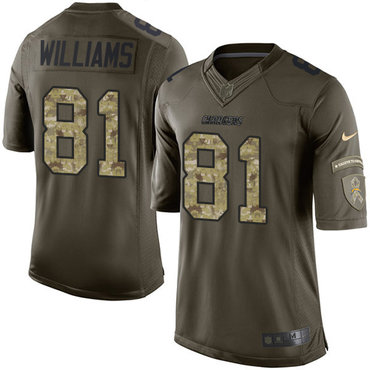 Nike Los Angeles Chargers #81 Mike Williams Green Men's Stitched NFL Limited Salute to Service Jersey