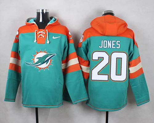 Nike Miami Dolphins #20 Reshad Jones Aqua Green Player Pullover NFL Hoodie