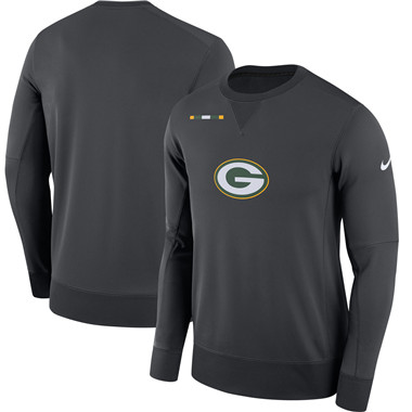 Men's Green Bay Packers Nike Charcoal Sideline Team Logo Performance Sweatshirt