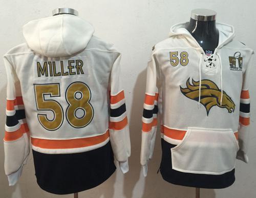 Nike Denver Broncos #58 Von Miller White(Gold No.) Name & Number Pullover NFL Hoodie