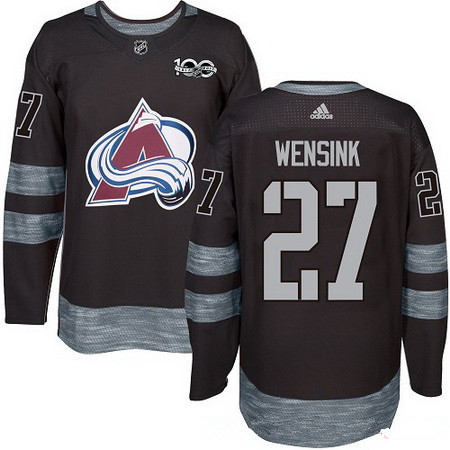 Men's Colorado Avalanche #27 John Wensink Black 100th Anniversary Stitched NHL 2017 adidas Hockey Jersey