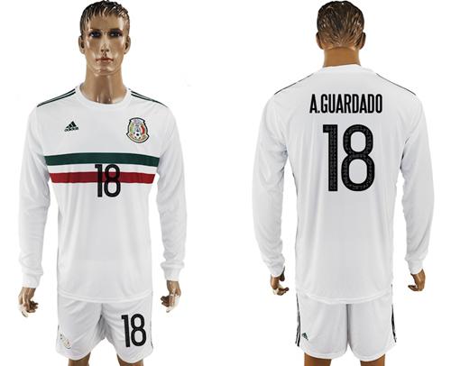 Mexico #18 A.Guardado Away Long Sleeves Soccer Country Jersey