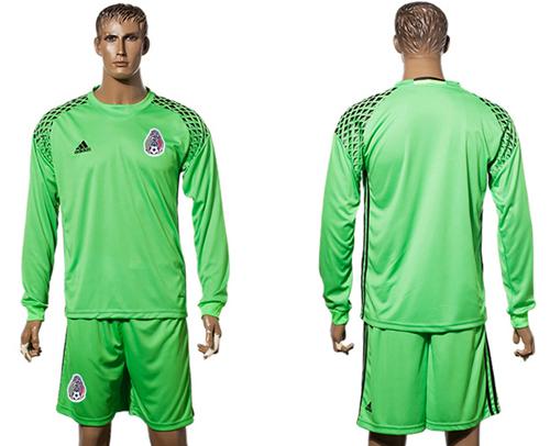 Mexico Blank Green Long Sleeves Goalkeeper Soccer Country Jersey