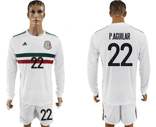 Mexico #22 P.Aguilar Away Long Sleeves Soccer Country Jersey