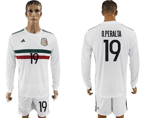 Mexico #19 O.Peralta Away Long Sleeves Soccer Country Jersey