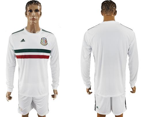 Mexico Blank Away Long Sleeves Soccer Country Jersey