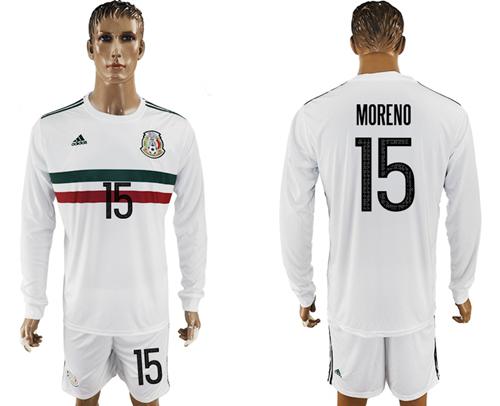 Mexico #15 Moreno Away Long Sleeves Soccer Country Jersey