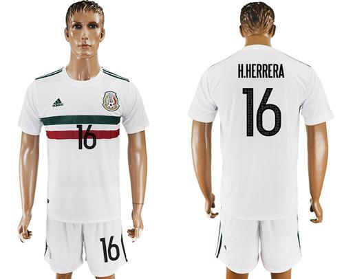 Mexico #16 H.Herrera Away Soccer Country Jersey