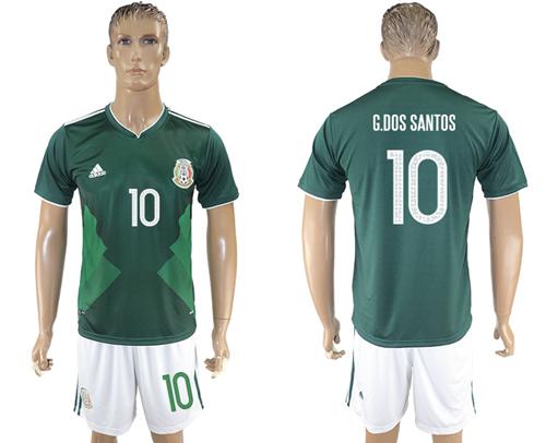 Mexico #10 G.Dos Santos Green Home Soccer Country Jersey