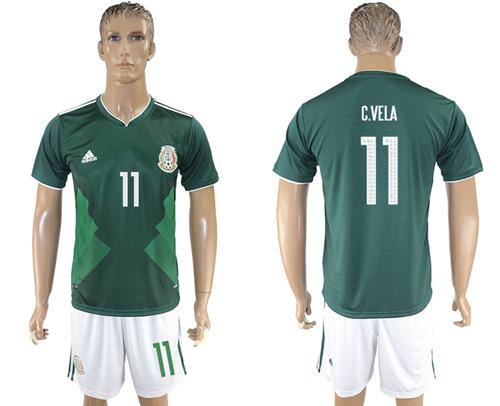 Mexico #11 C.Vela Green Home Soccer Country Jersey