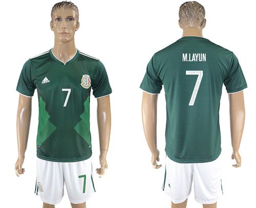 Mexico #7 M.Layun Green Home Soccer Country Jersey