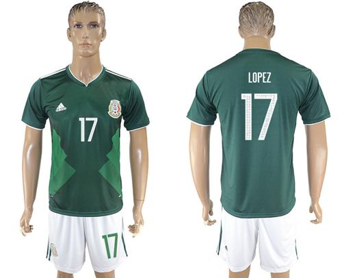 Mexico #17 Lopez Green Home Soccer Country Jersey