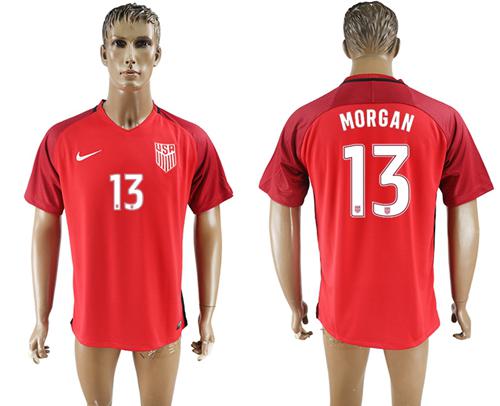 USA #13 Morgan Away Soccer Country Jersey