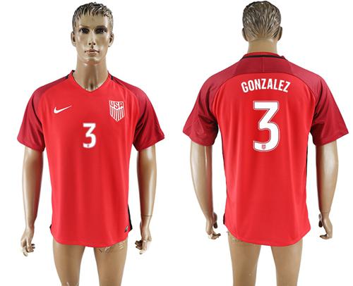 USA #3 Gonzalez Away Soccer Country Jersey