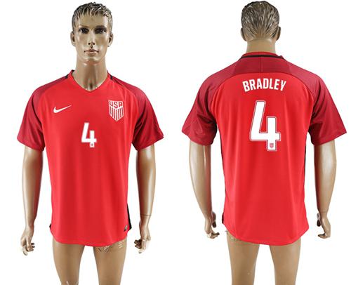 USA #4 Bradley Away Soccer Country Jersey