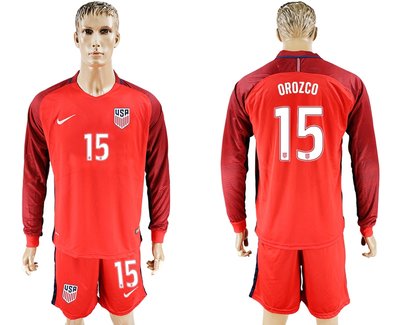 USA #15 Orozco Home Long Sleeves Soccer Country Jersey