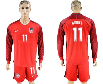 USA #11 Bedoya Home Long Sleeves Soccer Country Jersey