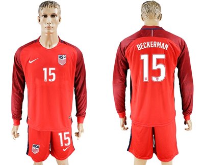 USA #15 Beckerman Home Long Sleeves Soccer Country Jersey