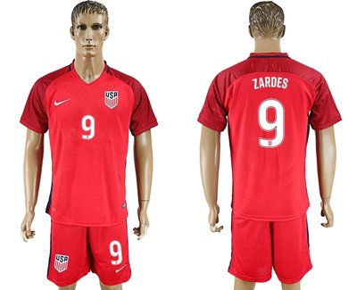 USA #9 Morris Red Home Soccer Country Jersey