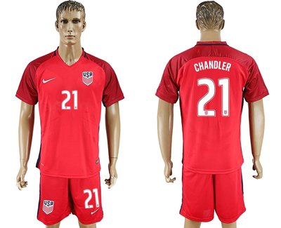 USA #21 Chandler Red Home Soccer Country Jersey