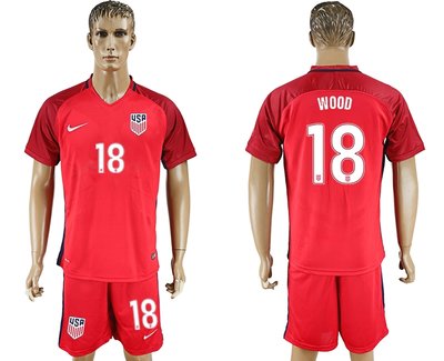 USA #18 Wood Red Home Soccer Country Jersey