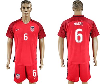 USA #6 Nagbe Red Home Soccer Country Jersey