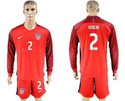 USA #2 Yedlin Home Long Sleeves Soccer Country Jersey