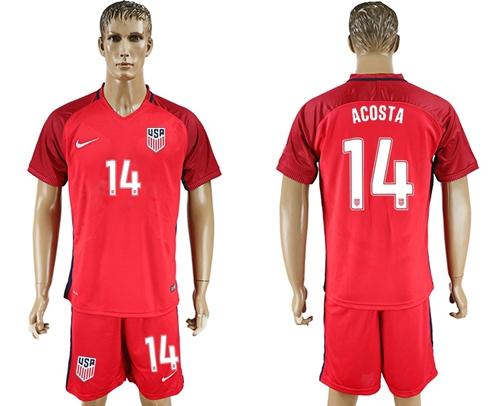 USA #14 Acosta Away Soccer Country Jersey