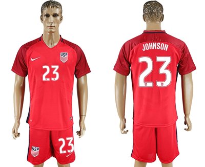 USA #23 Johnson Red Home Soccer Country Jersey