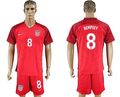 USA #8 Dempsey Red Home Soccer Country Jersey