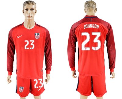 USA #23 Johnson Home Long Sleeves Soccer Country Jersey